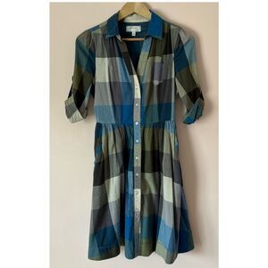 Moulinette Soeurs Blue and Green Plaid Dress